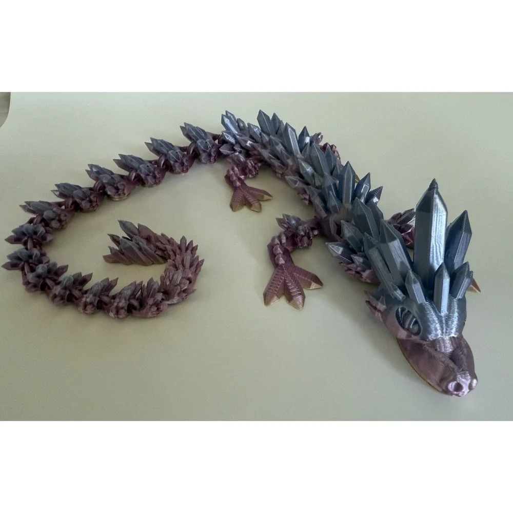 Articulated Crystal Dragon Fidget Toy 3D‎ Printed Flexible Sculpture